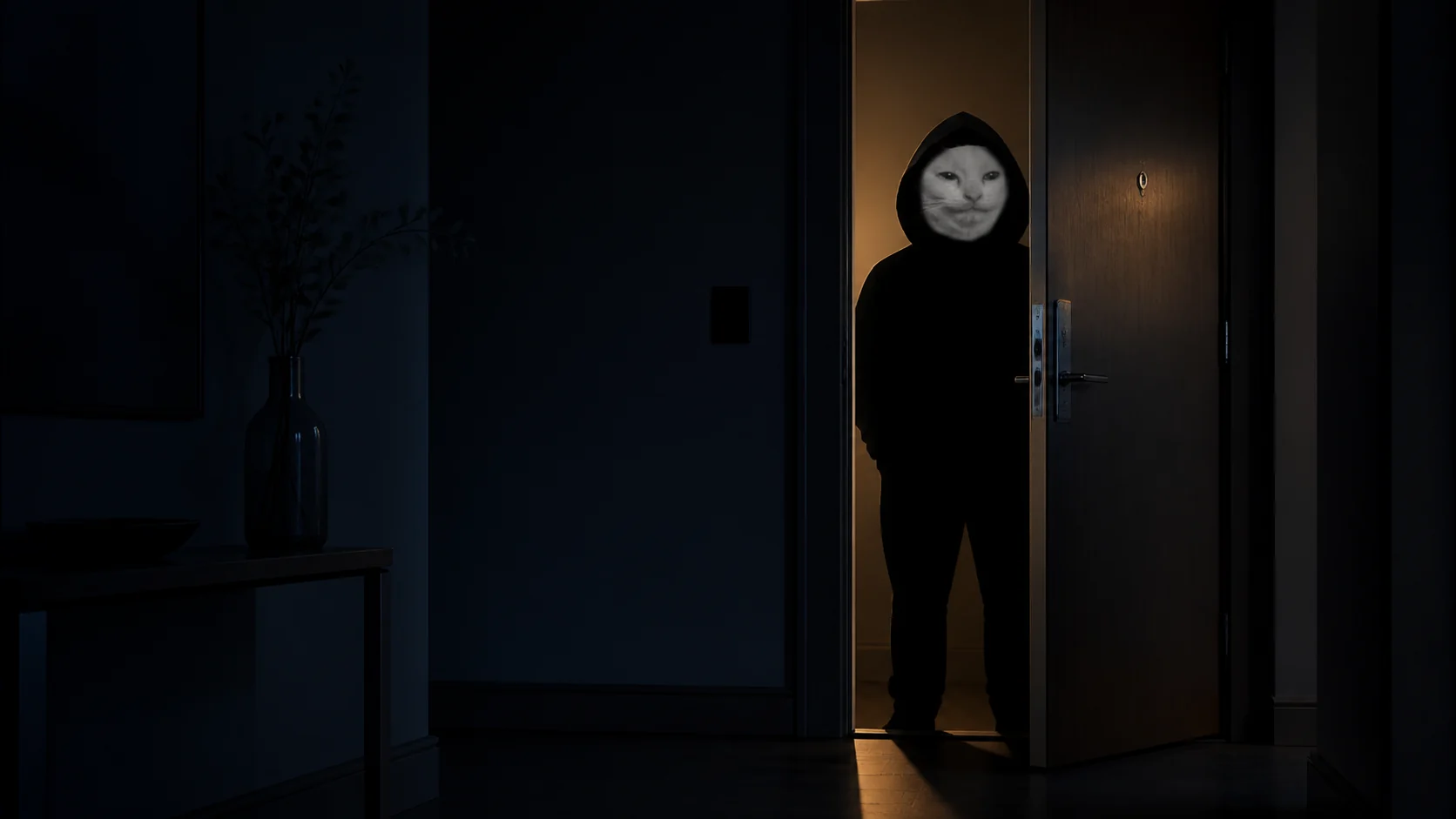 Cat Intruder standing in the doorway